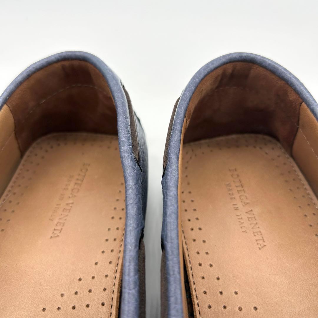 【美品】ボッテガ ヴェネタ モカシン 青 レザー イントレチャート 41.5