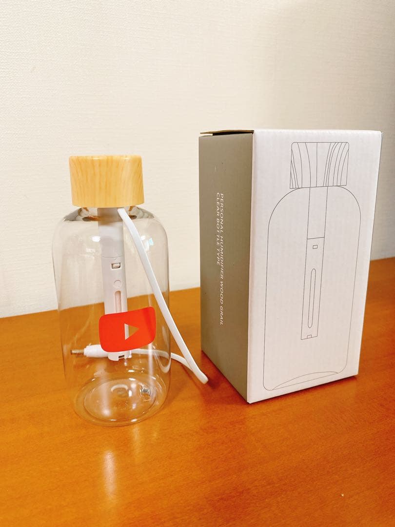 激レア非売品★新品未使用★YouTubeロゴ入り【木目調クリアボトル型・加湿器】