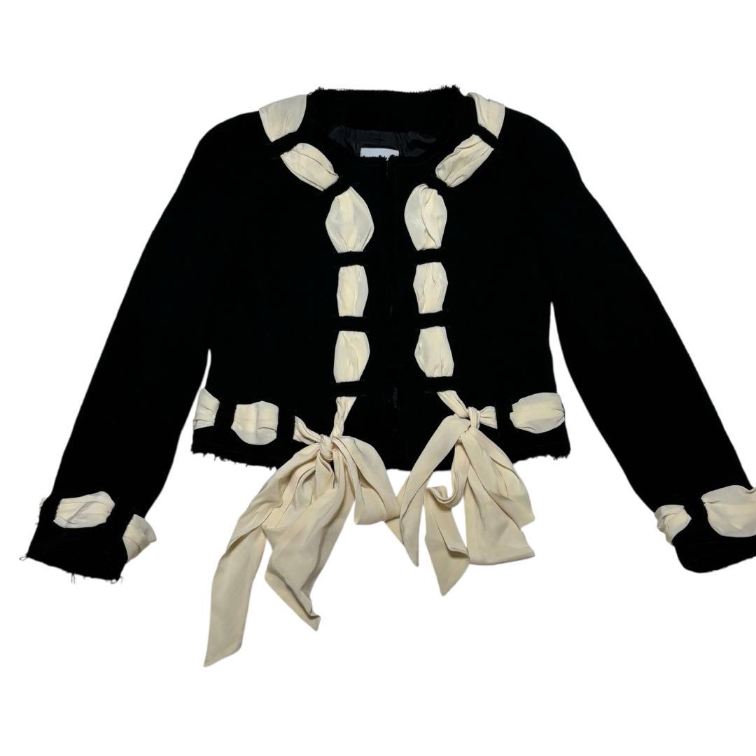 美品　モスキーノ ノーカラー　ウールジャケット イタリア製