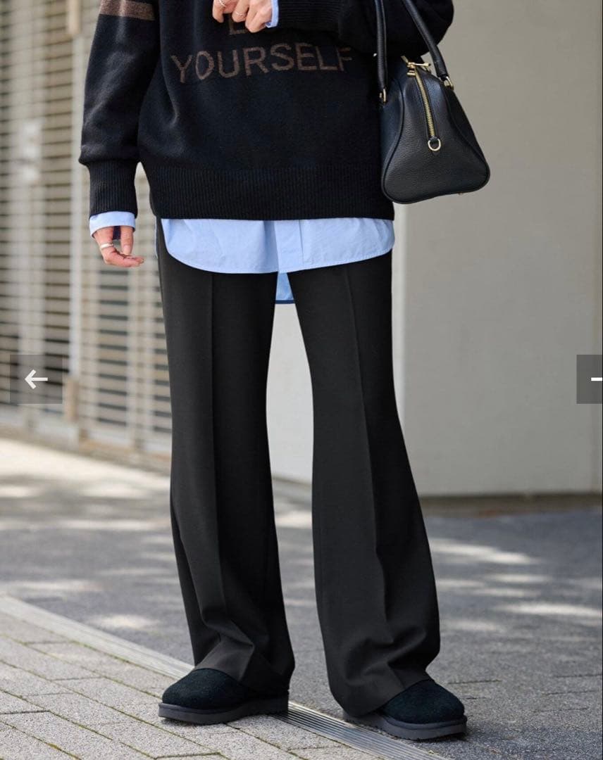 フレームワーク　裏起毛フレアーパンツ　ブラック　38 新品未使用