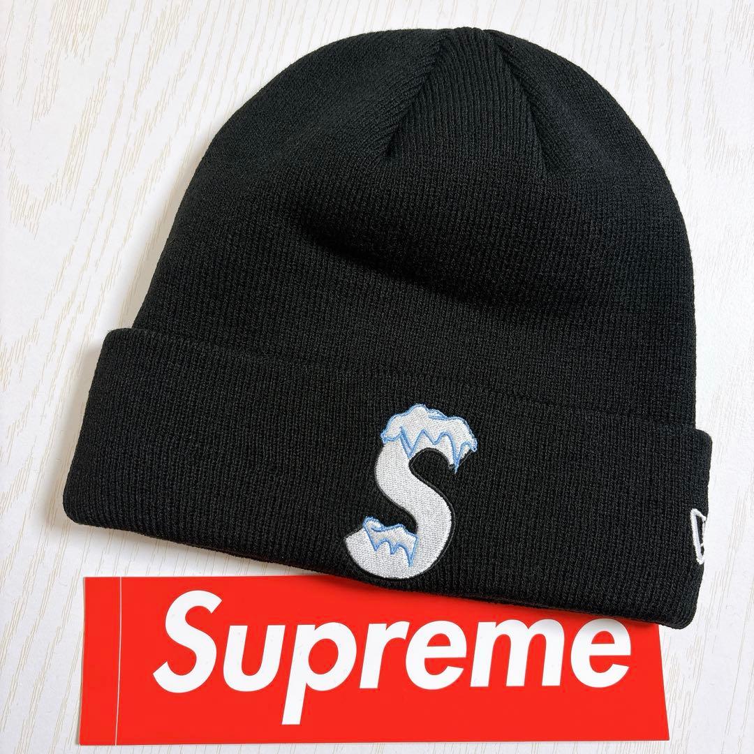 Supreme NEW ERA ニット帽　ビーニー　Sロゴ　ブラック　黒　雪