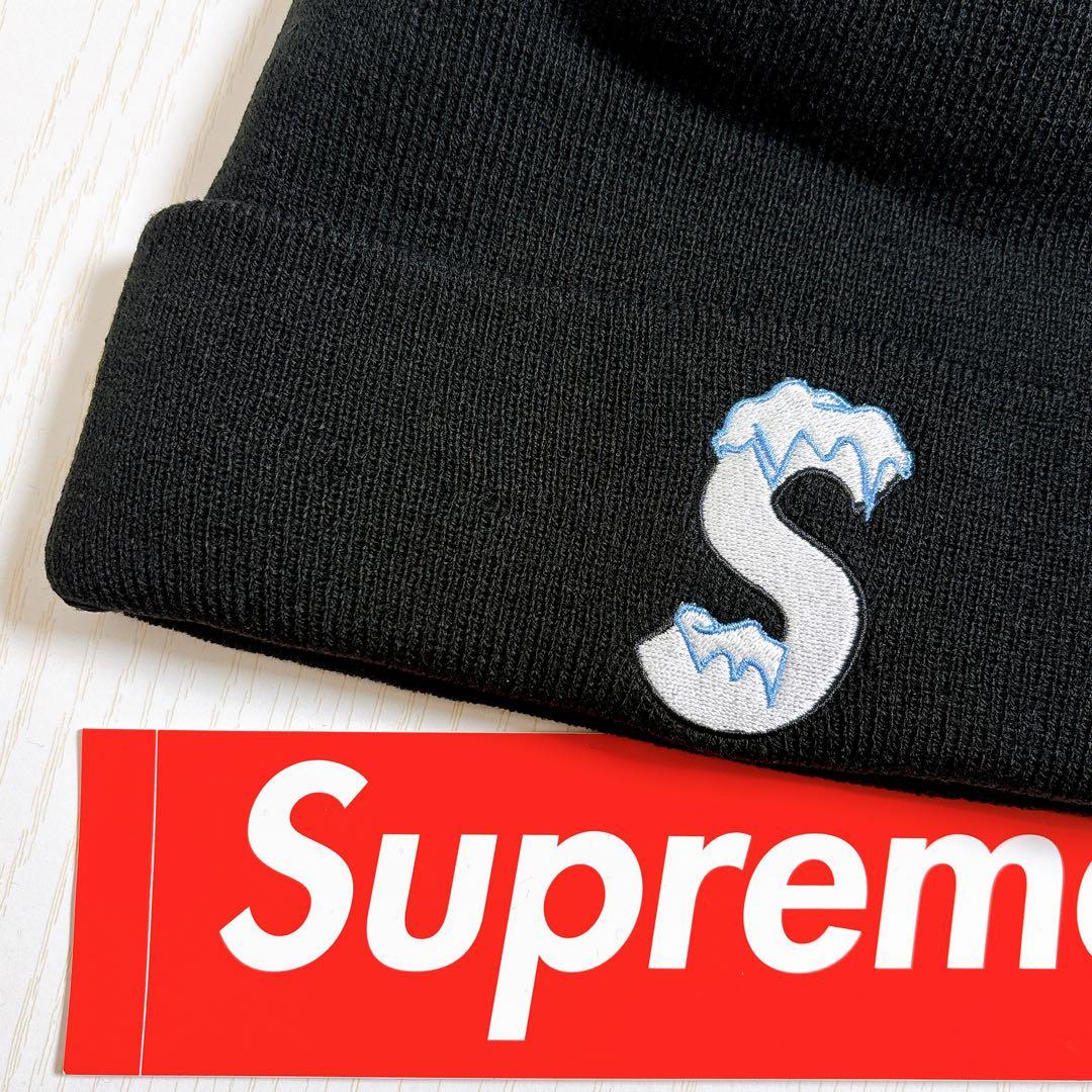 Supreme NEW ERA ニット帽　ビーニー　Sロゴ　ブラック　黒　雪