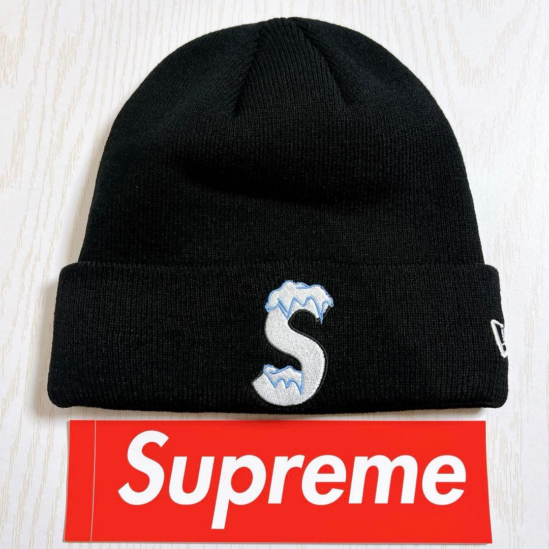 Supreme NEW ERA ニット帽　ビーニー　Sロゴ　ブラック　黒　雪