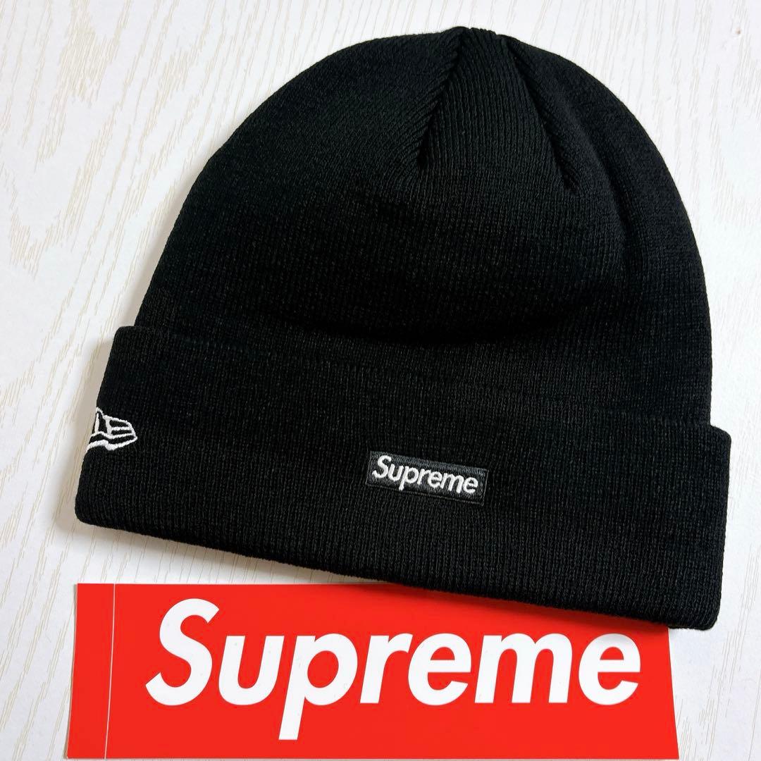 Supreme NEW ERA ニット帽　ビーニー　Sロゴ　ブラック　黒　雪
