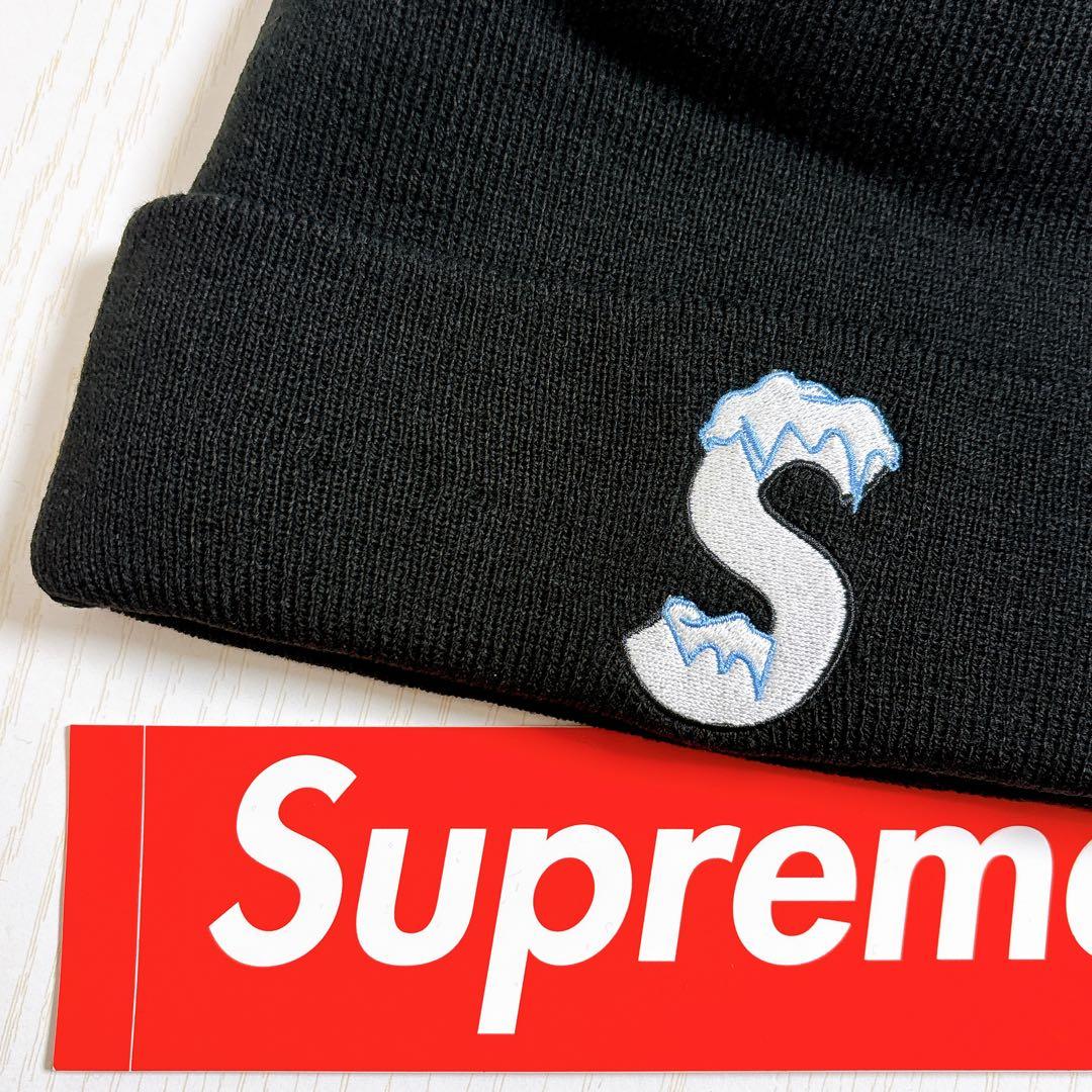 Supreme NEW ERA ニット帽　ビーニー　Sロゴ　ブラック　黒　雪