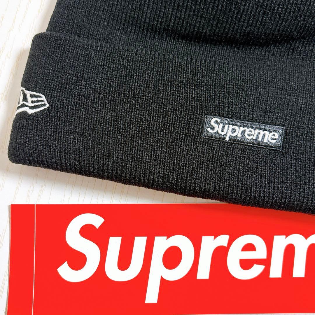 Supreme NEW ERA ニット帽　ビーニー　Sロゴ　ブラック　黒　雪