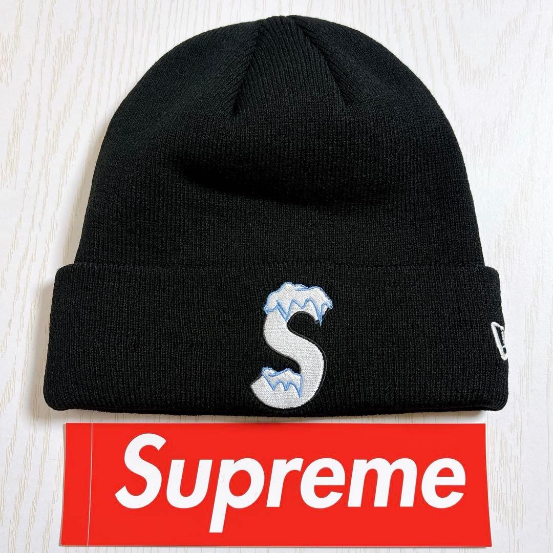 Supreme NEW ERA ニット帽　ビーニー　Sロゴ　ブラック　黒　雪