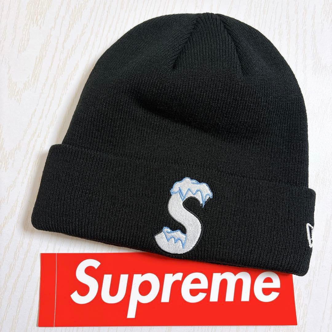 Supreme NEW ERA ニット帽　ビーニー　Sロゴ　ブラック　黒　雪