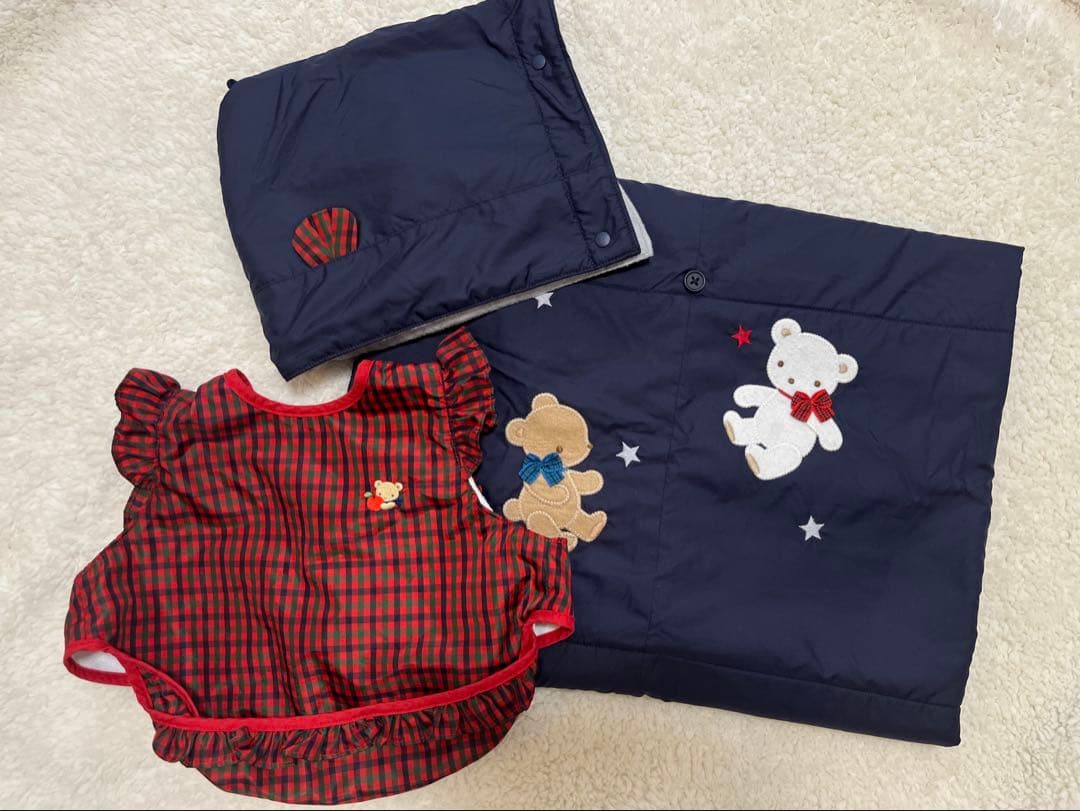 ファミリア クマ刺繍付きブランケットセット