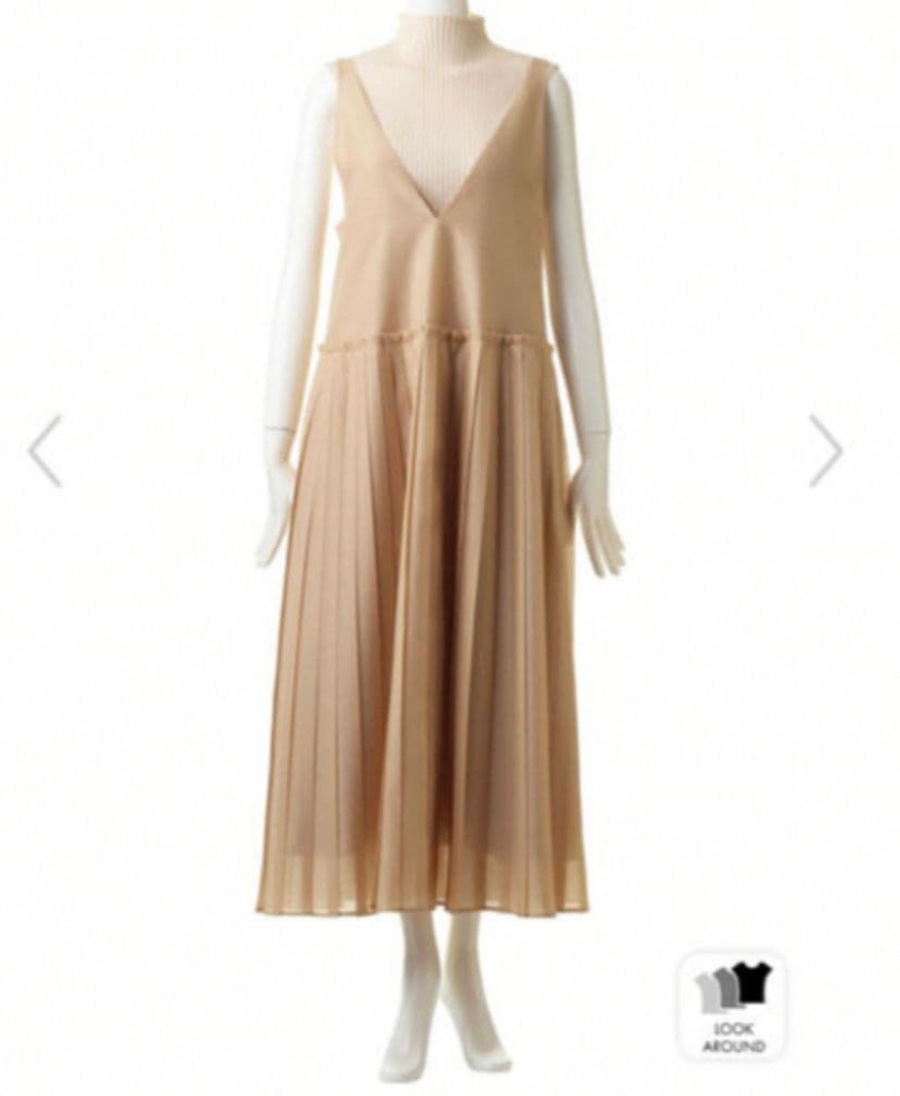 未使用 エブール ライトシルクウール キャミワンピース プリーツ ロングベージュ