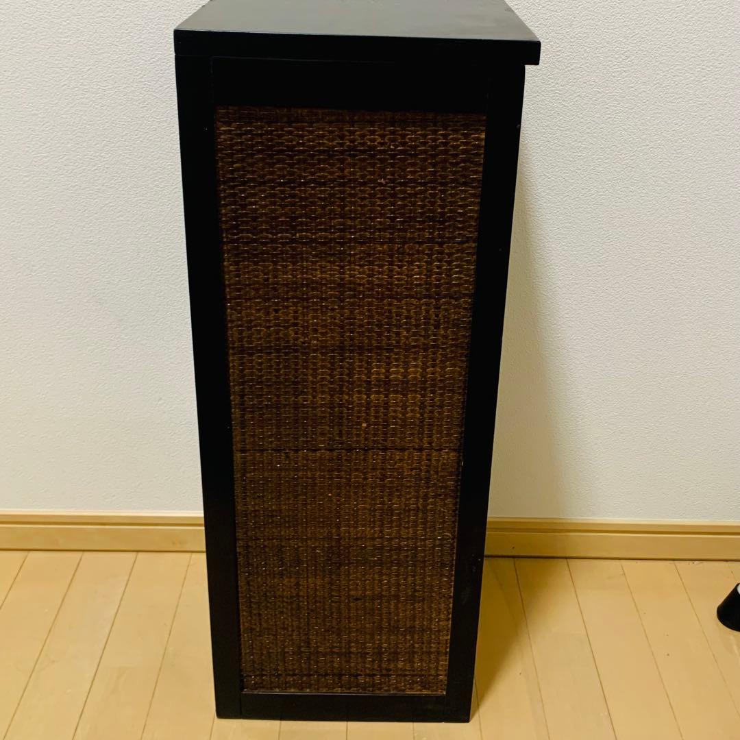 アジアン家具　籐 ラタン 木枠4段チェスト 引き出し 収納 タンス 花台　電話台