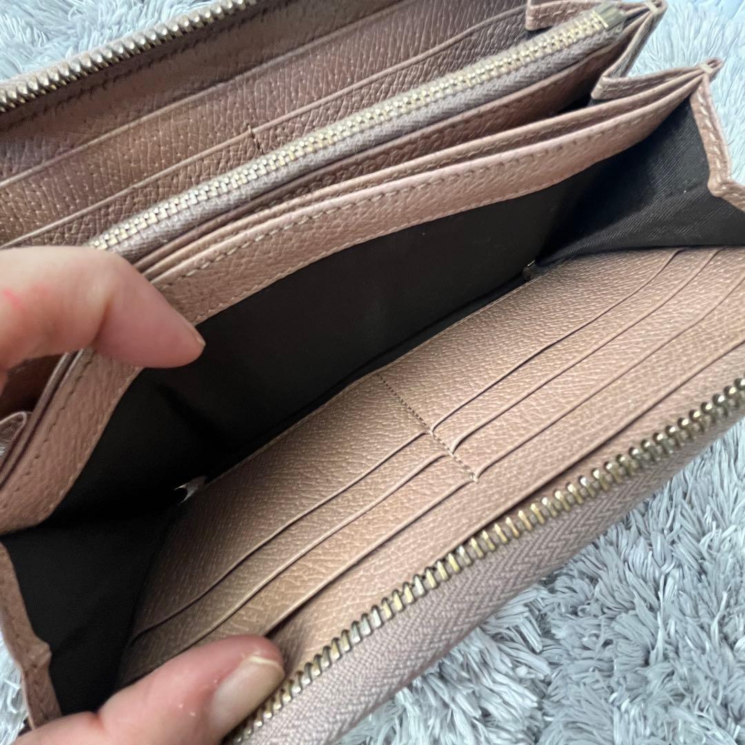 GUCCI GGキャンバス ラウンドジップ　インターロッキング　長財布　ピンク