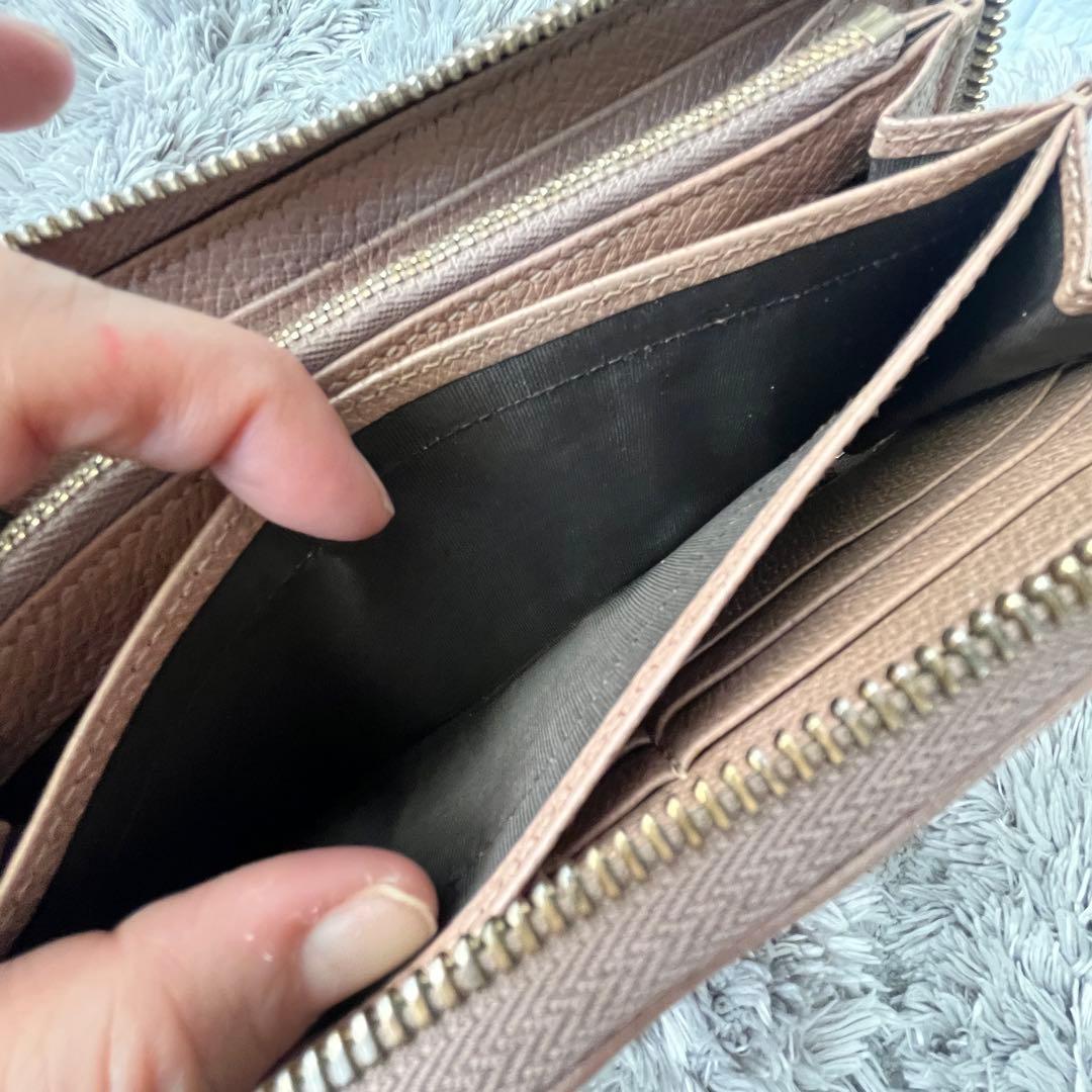 GUCCI GGキャンバス ラウンドジップ　インターロッキング　長財布　ピンク