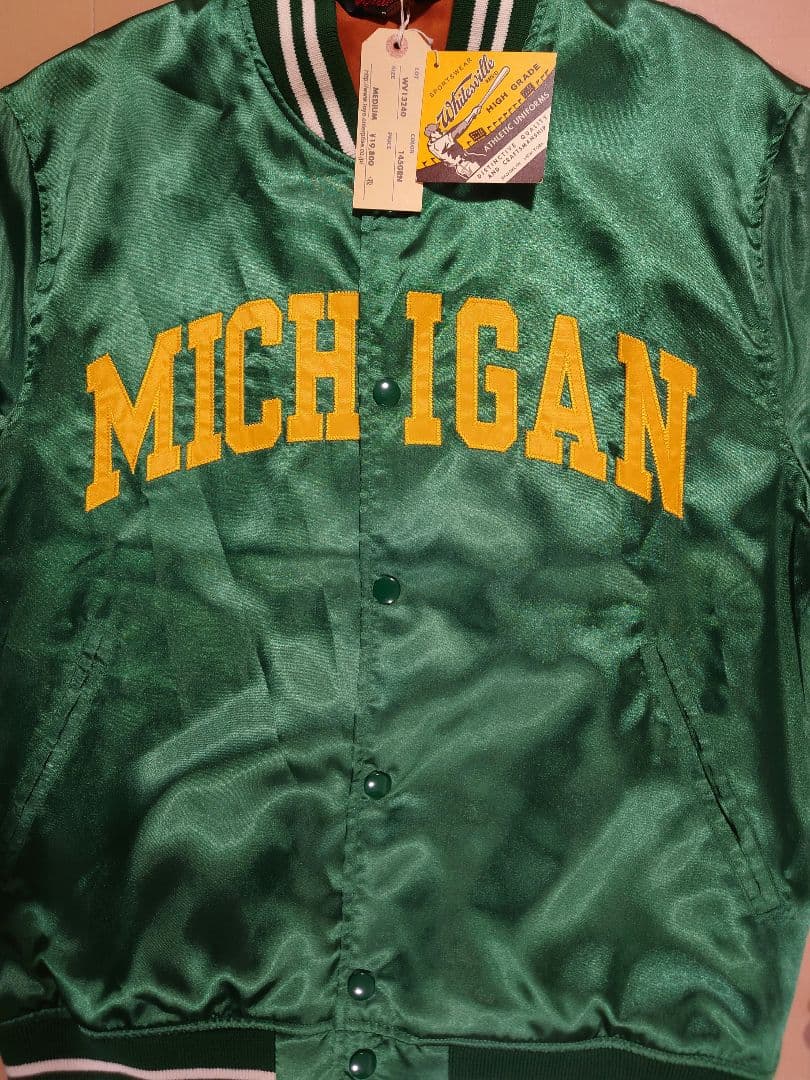 値下げ　WHITES VILLE　スタジャン　ナイロン　グリーン　38 新品　M