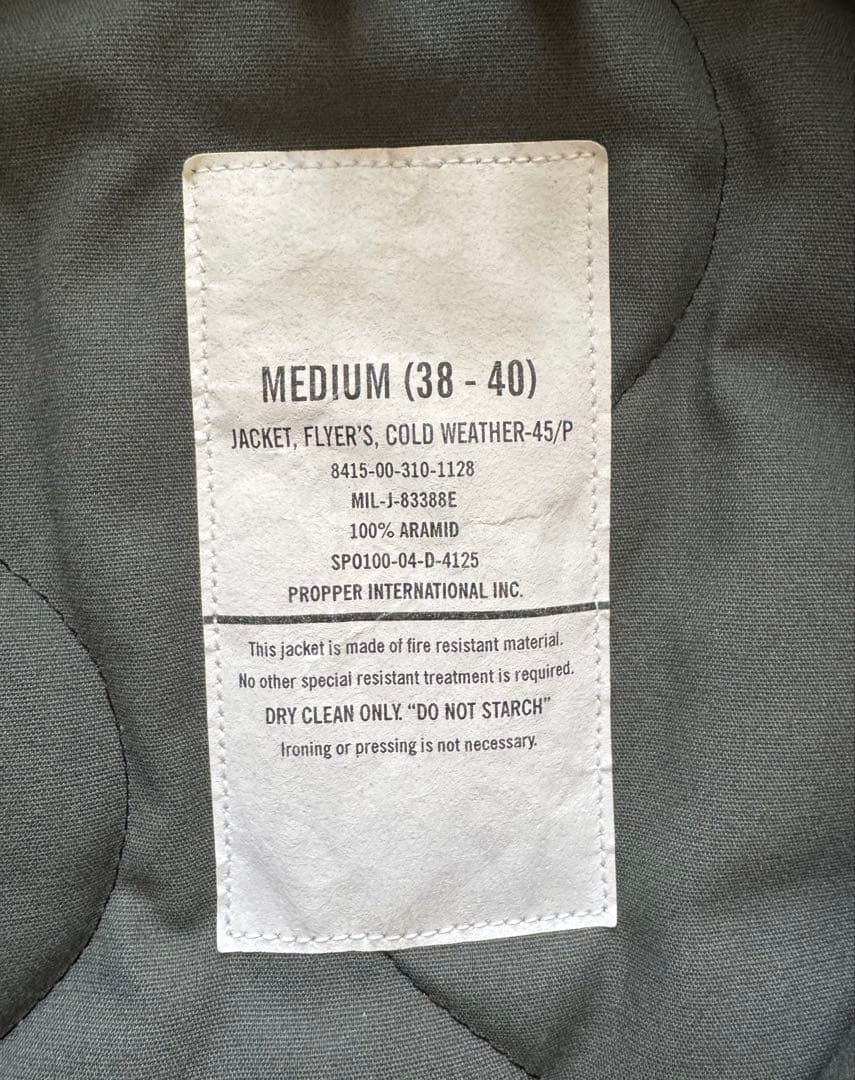 USAF CWU 45P 実物ノーメックス・フライトジャケット　デッド級　M