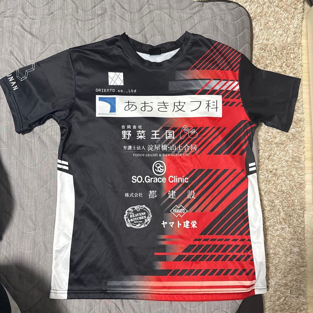 スポーツシャツ 2L 黒 赤 スポンサー名入り 洛南Tシャツ