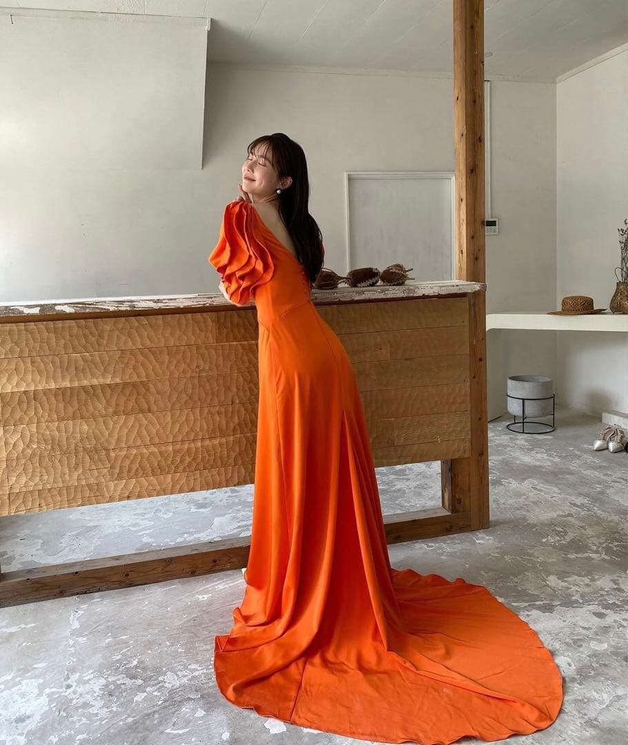 【美品】アーバンブランシュ カラードレス オレンジCD17