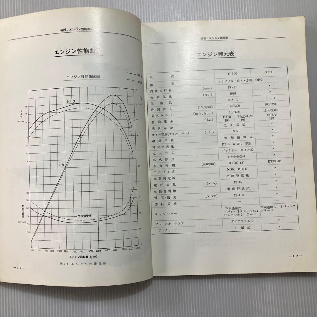 日産グロリアG7型エンジン　整備要領書