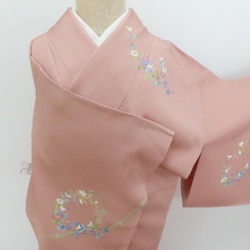 Club藤★付け下 十日町友禅 花輪紋様 お茶席着物 フォーマル (3344)