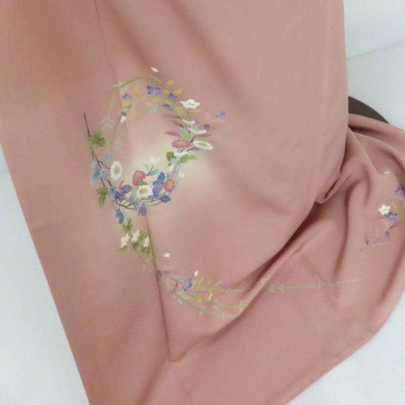 Club藤★付け下 十日町友禅 花輪紋様 お茶席着物 フォーマル (3344)