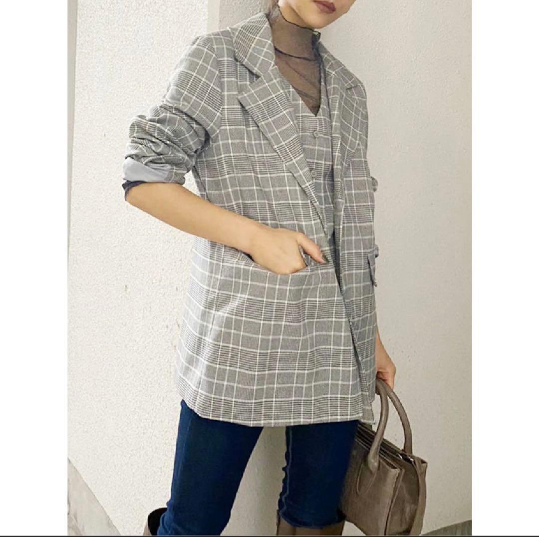 【新品】GYDA レイヤードチェックジャケット+ワイドパンツ