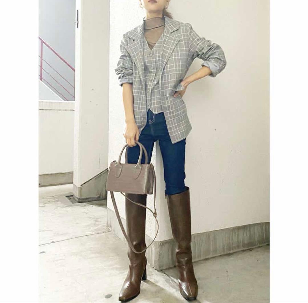 【新品】GYDA レイヤードチェックジャケット+ワイドパンツ