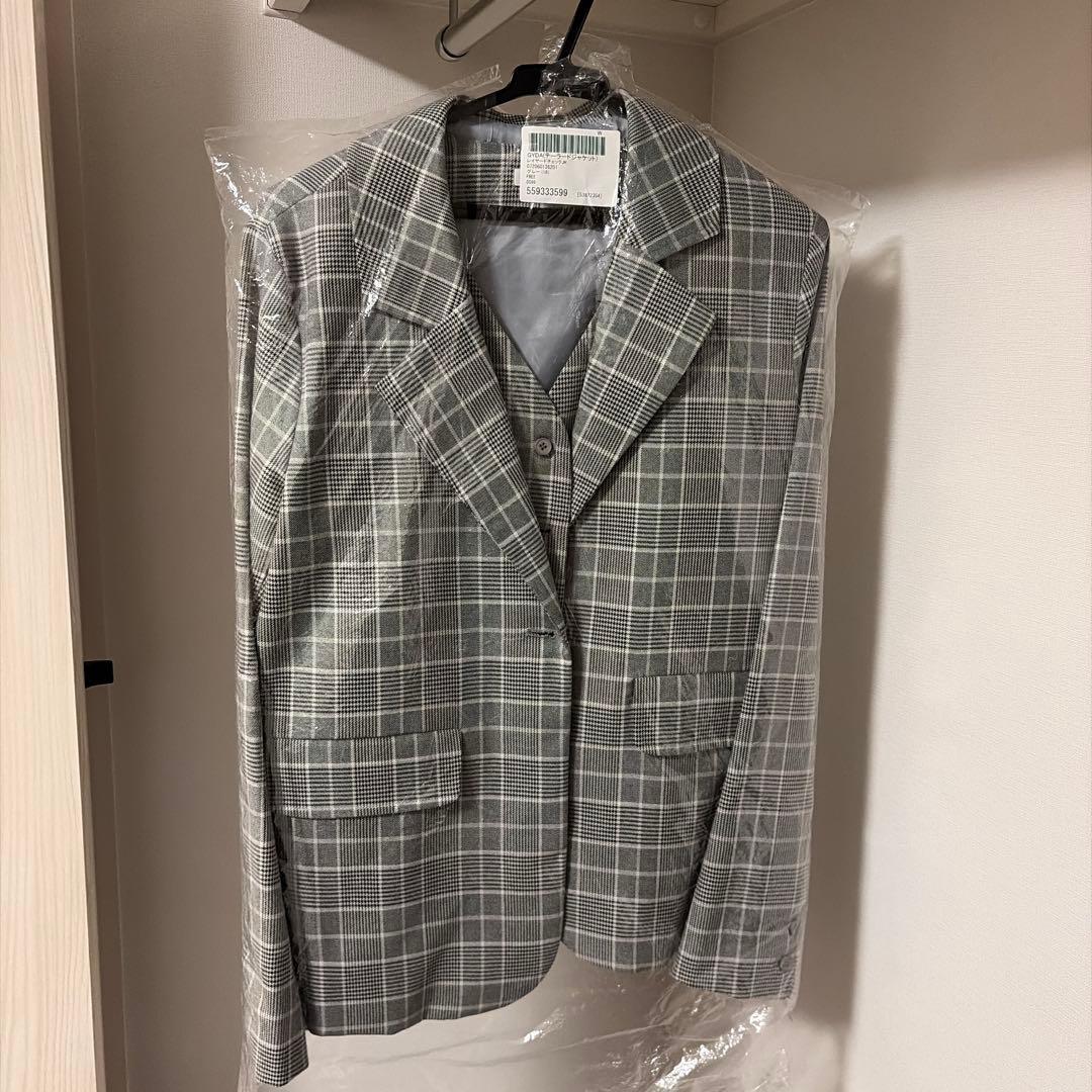 【新品】GYDA レイヤードチェックジャケット+ワイドパンツ