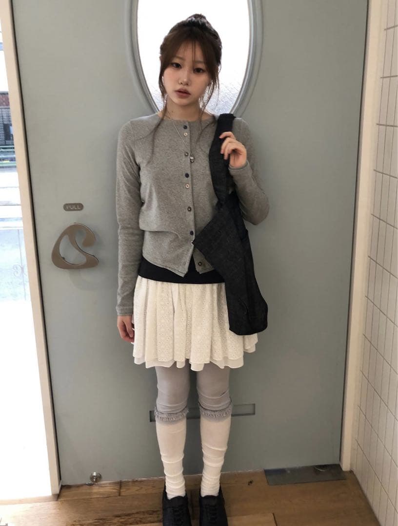 トップス COYSEIO RAW EDGE CARDIGAN MELANGE GREY