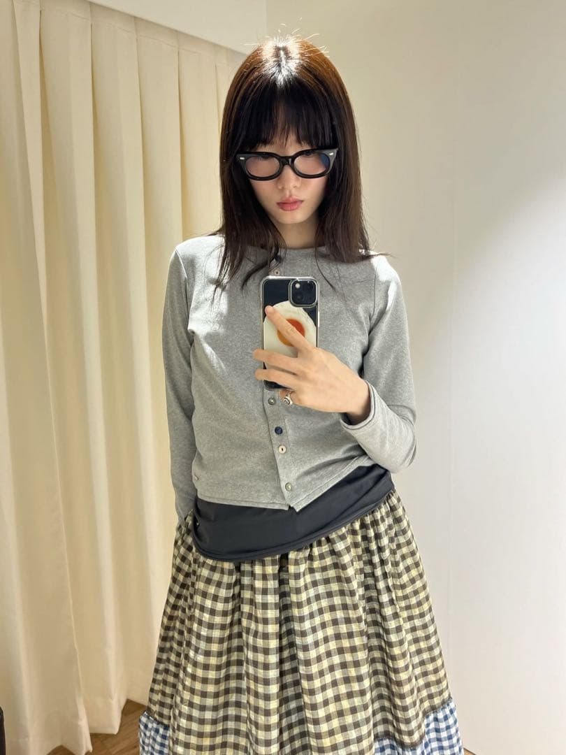 トップス COYSEIO RAW EDGE CARDIGAN MELANGE GREY