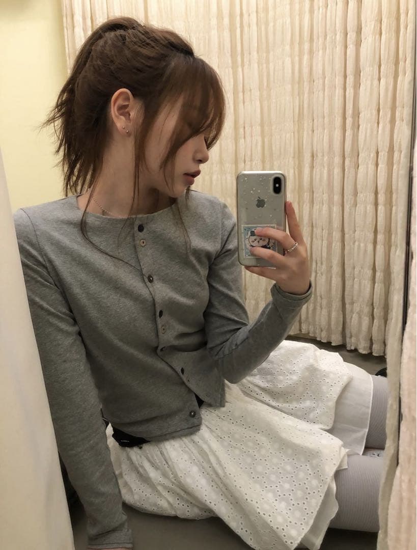 トップス COYSEIO RAW EDGE CARDIGAN MELANGE GREY