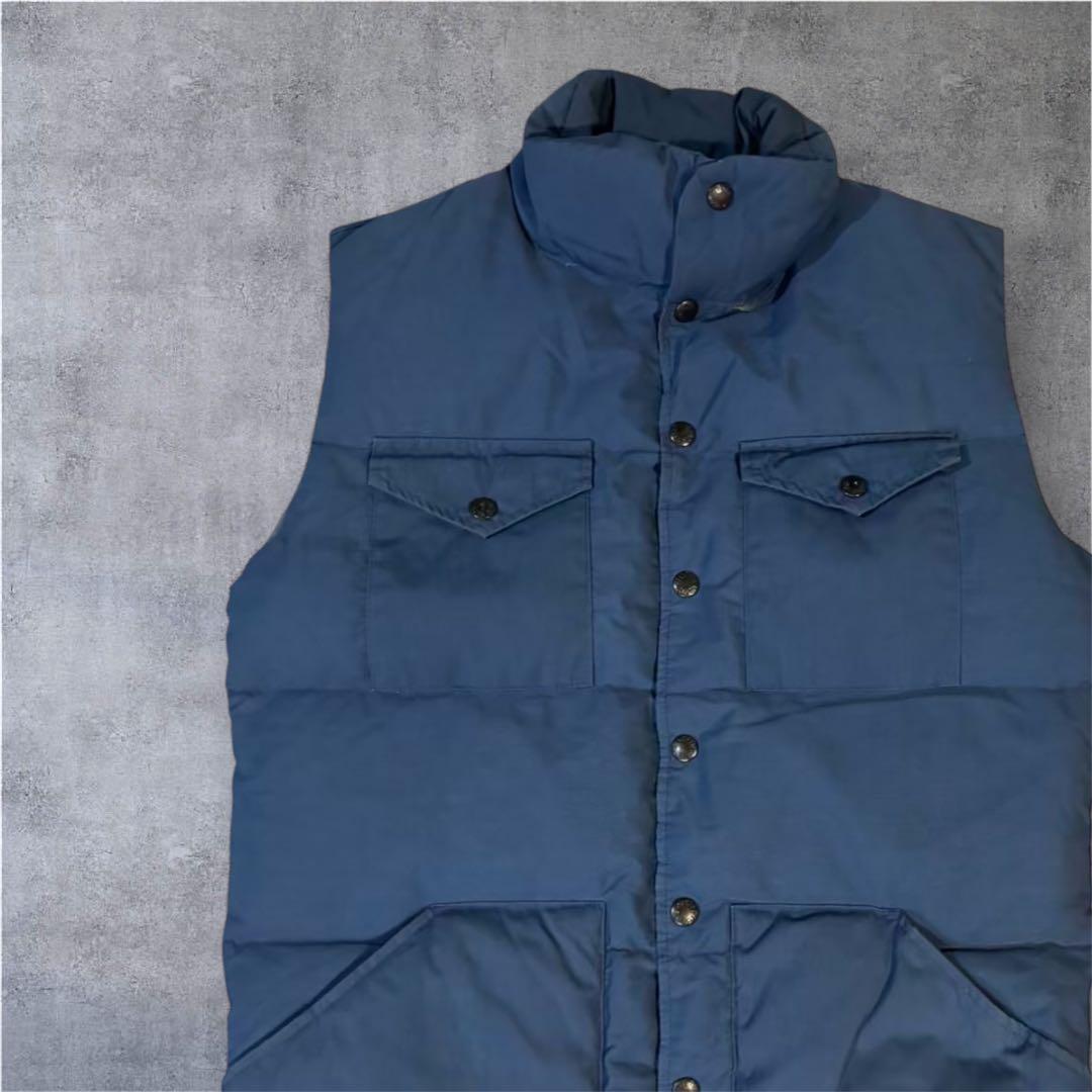 334 ノースフェイス茶タグ90s USA製 ダウンベスト 青