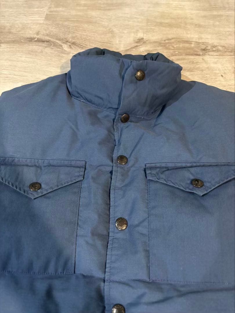 334 ノースフェイス茶タグ90s USA製 ダウンベスト 青