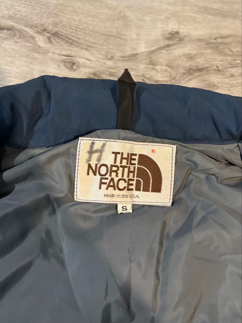334 ノースフェイス茶タグ90s USA製 ダウンベスト 青