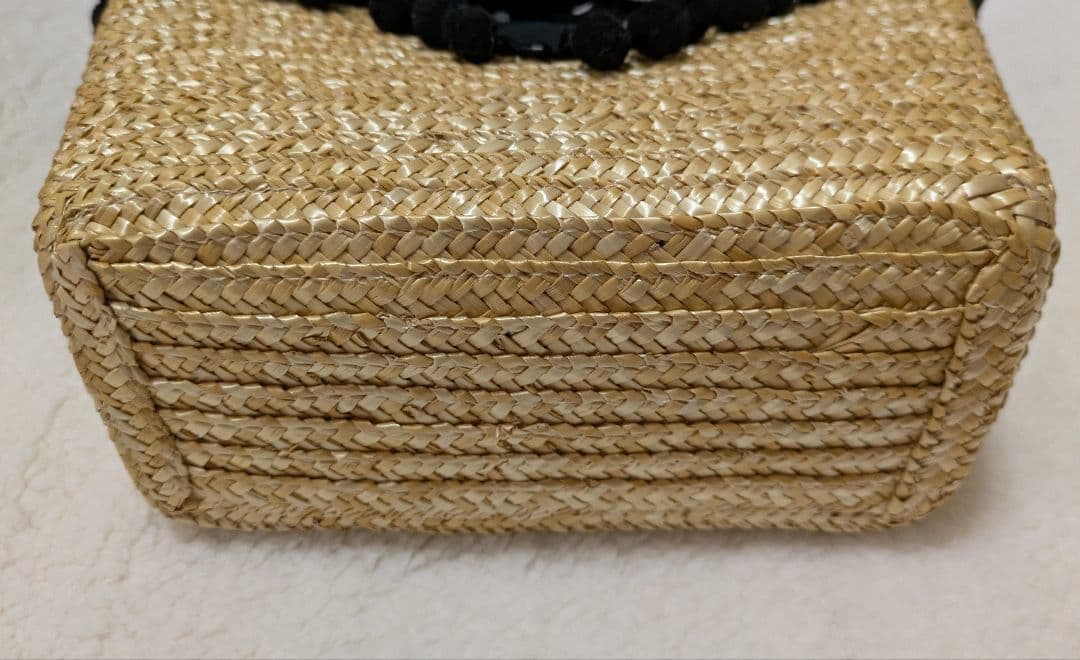 Angelic Pretty かごバッグ 黒 白水玉 編みぐるみ付き