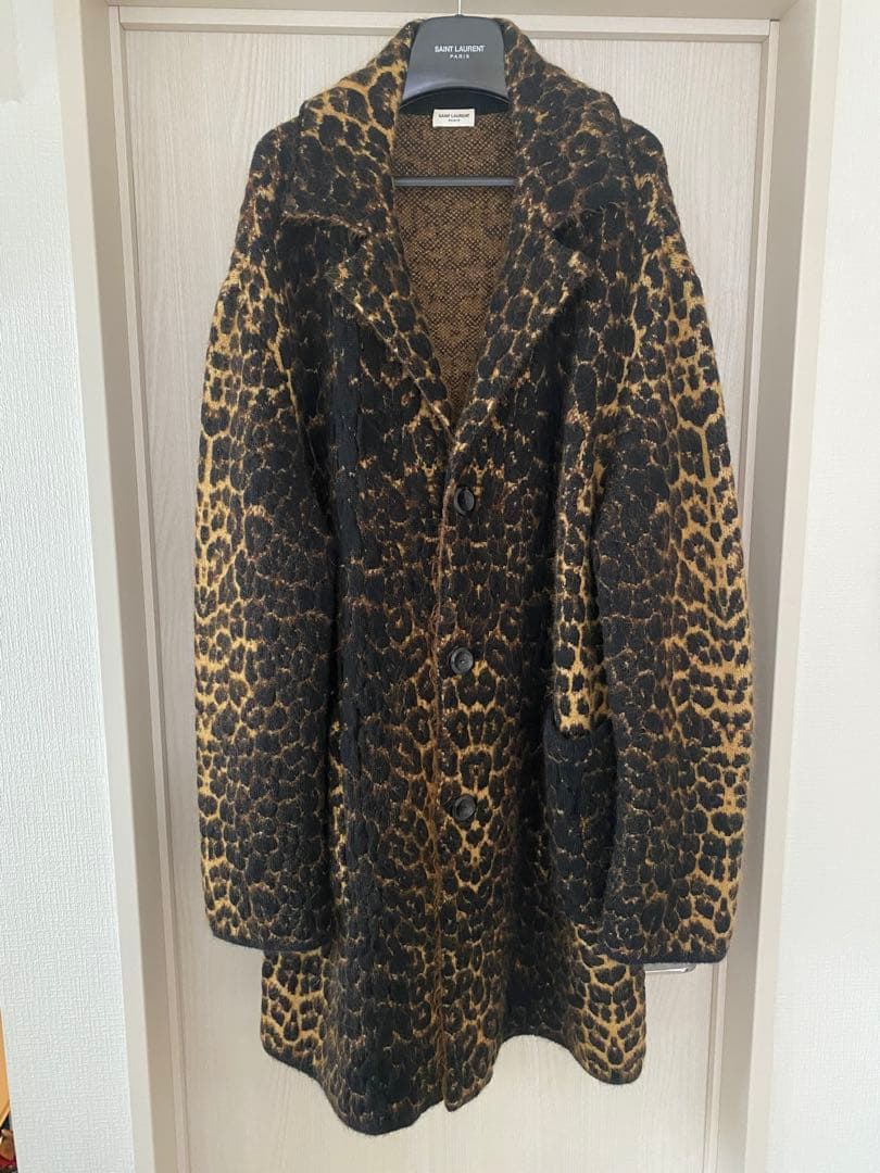 専用SAINT LAURENT PARIS ウールモヘアレオパード柄コート