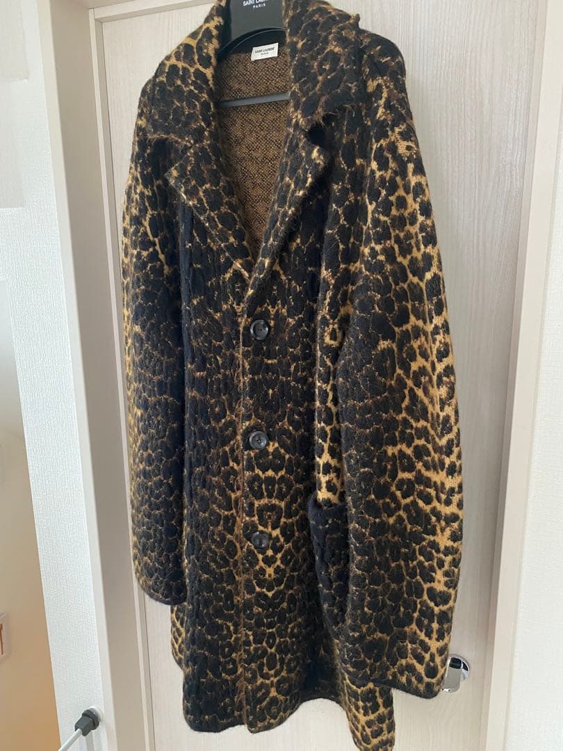専用SAINT LAURENT PARIS ウールモヘアレオパード柄コート