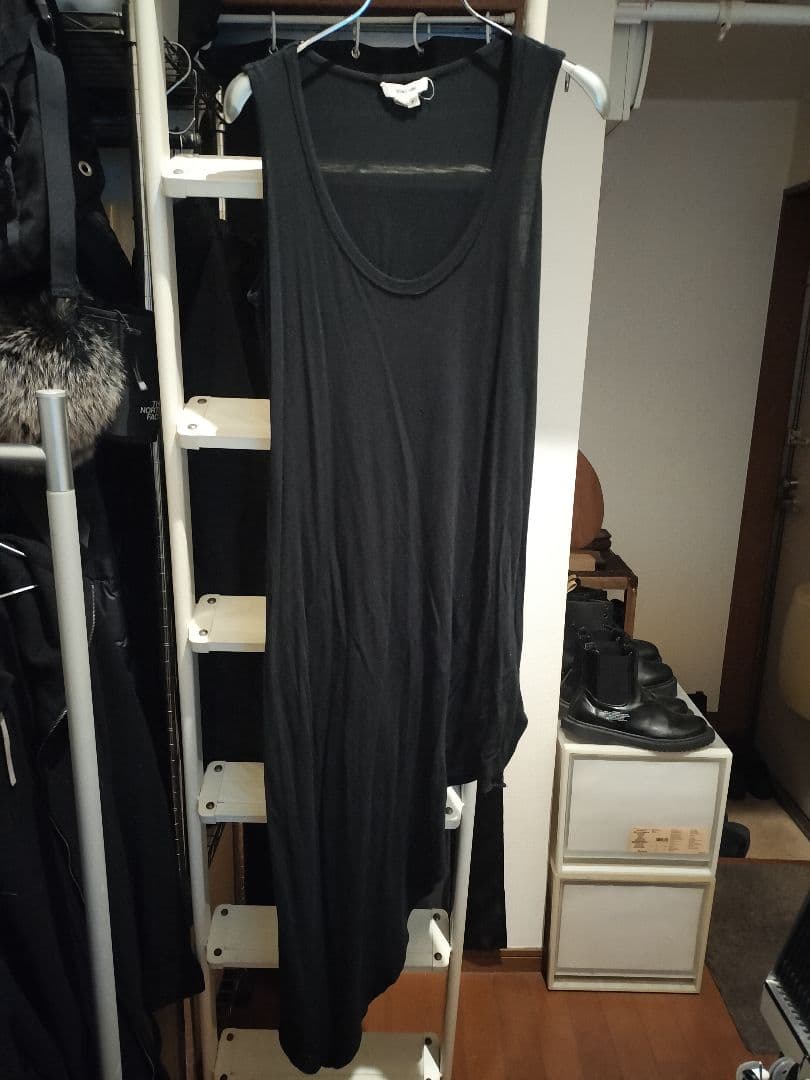 HELMUT LANG ブラック ノースリーブ アシンメトリー ワンピース