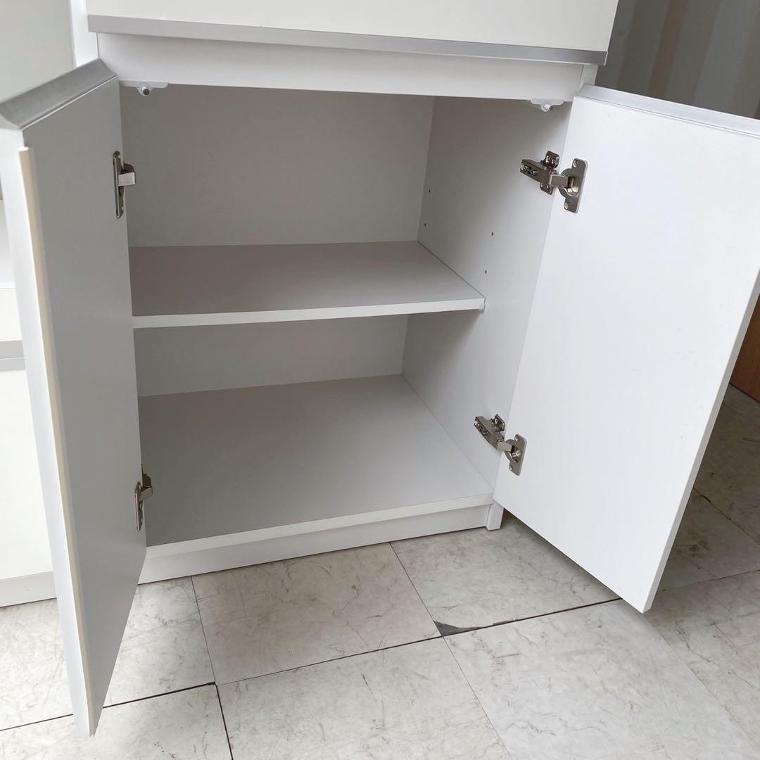 取付無料！ソフトクローズ おしゃれホワイトインテリアキッチンボード 食器棚✨