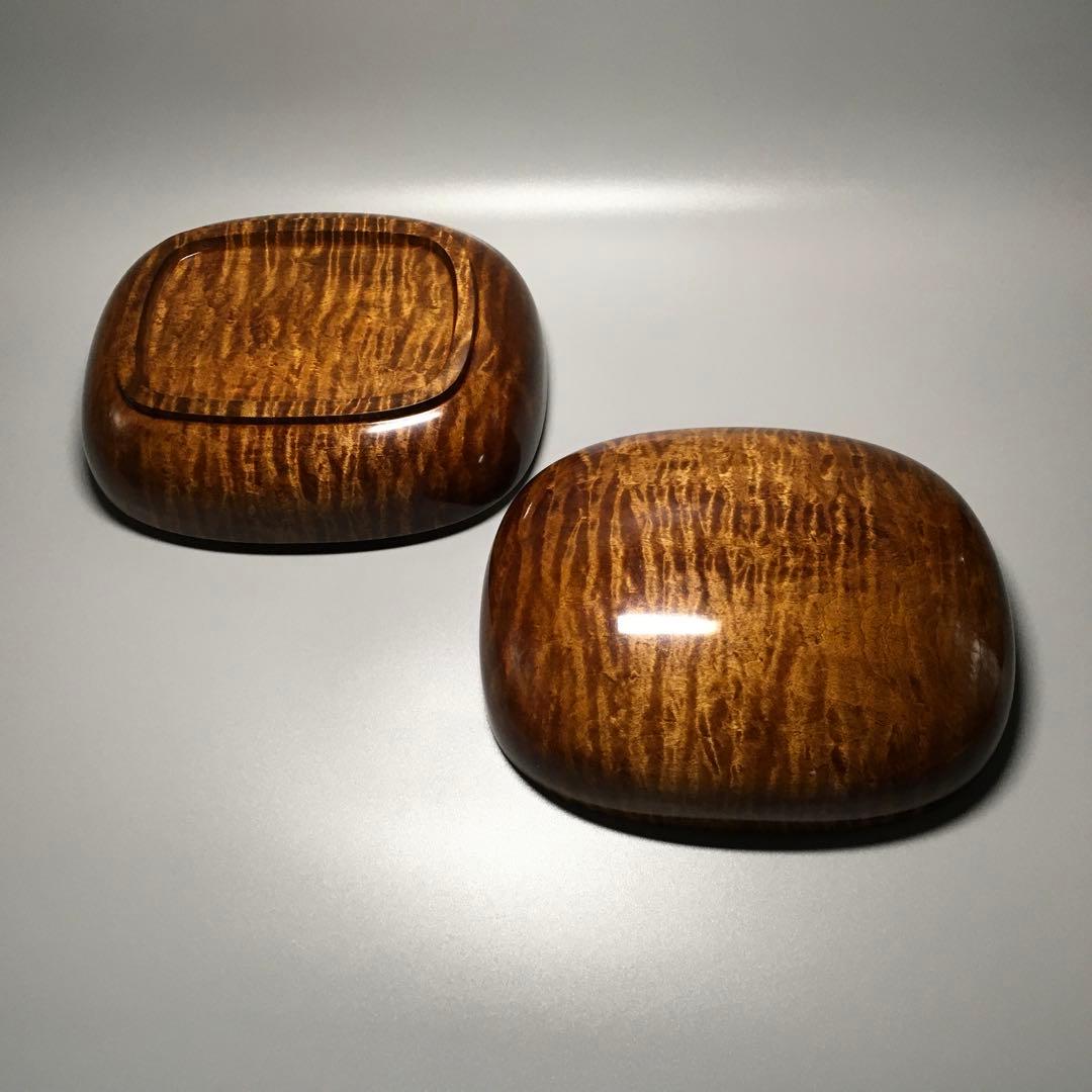 カエデトラ斑杢　手刳リ　楕円食蘢　拭き漆仕上げ