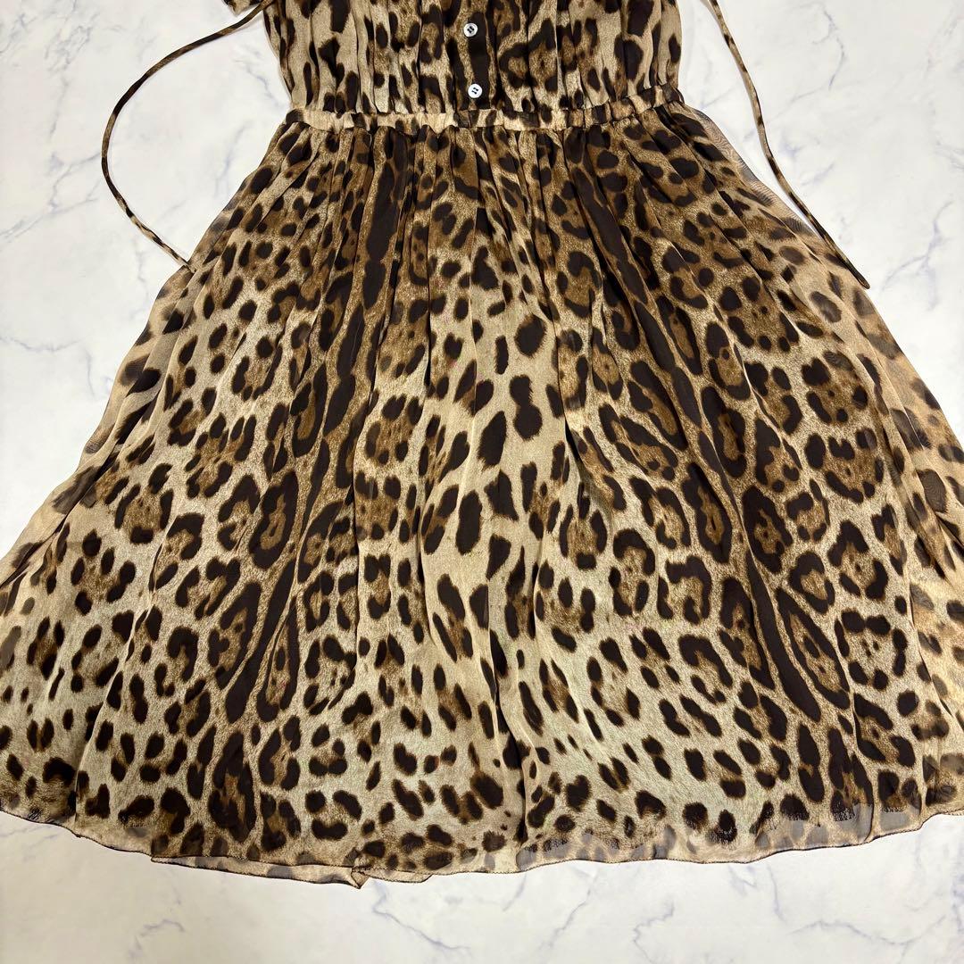 美品 DOLCE & GABBANA レオパード柄 シルク ワンピース 38 M