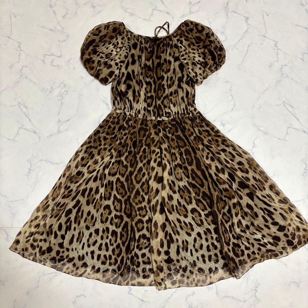 美品 DOLCE & GABBANA レオパード柄 シルク ワンピース 38 M