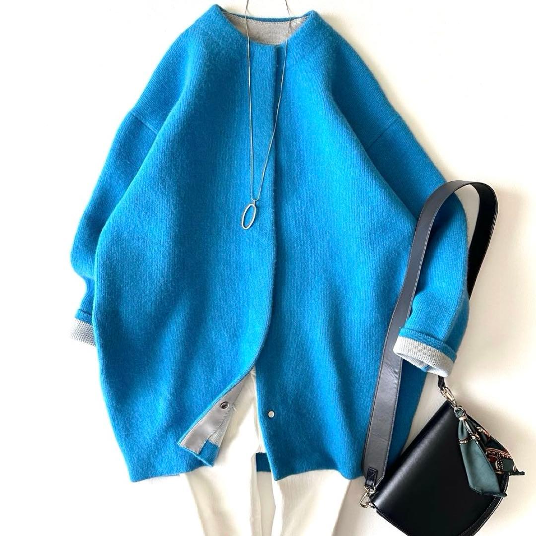 美品 希少 エレンディーク ベーシックCNラクーンミックスWカーディガン 01