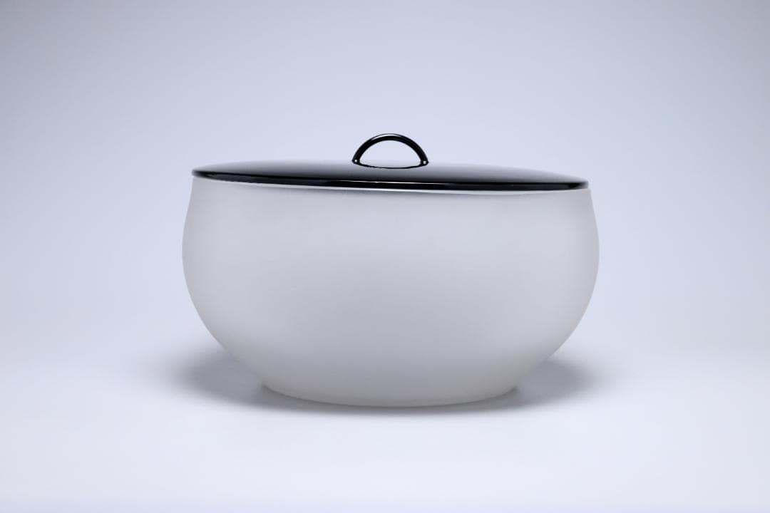 上野良樹　窯変硝子平水指　共箱　美品　硝子　ガラス　古美術　【正一古美術】