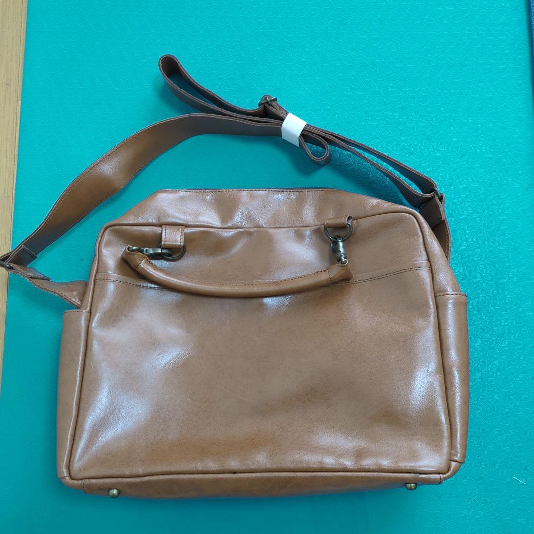 ブラウン合成皮革ビジネスバッグ未使用保管品