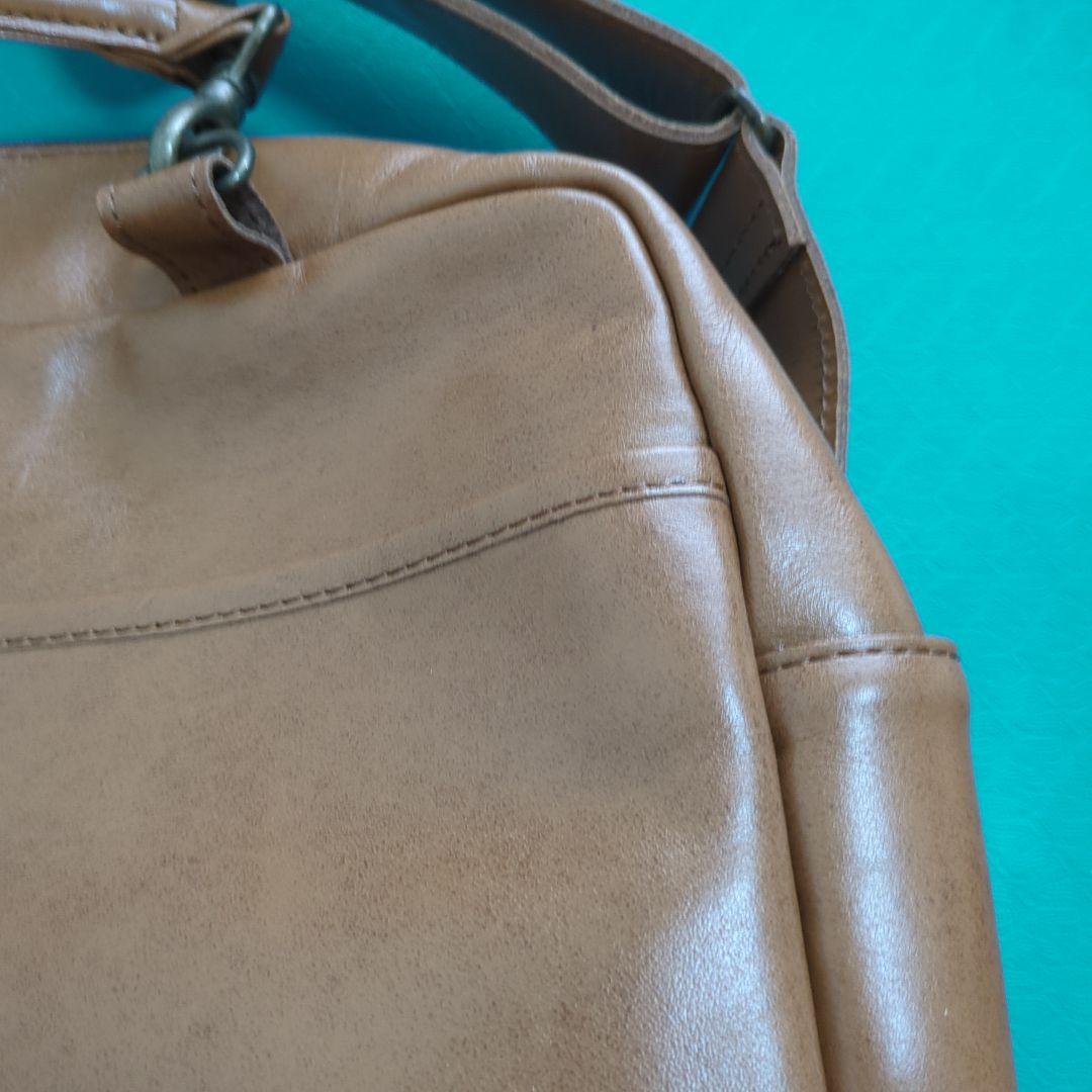 ブラウン合成皮革ビジネスバッグ未使用保管品