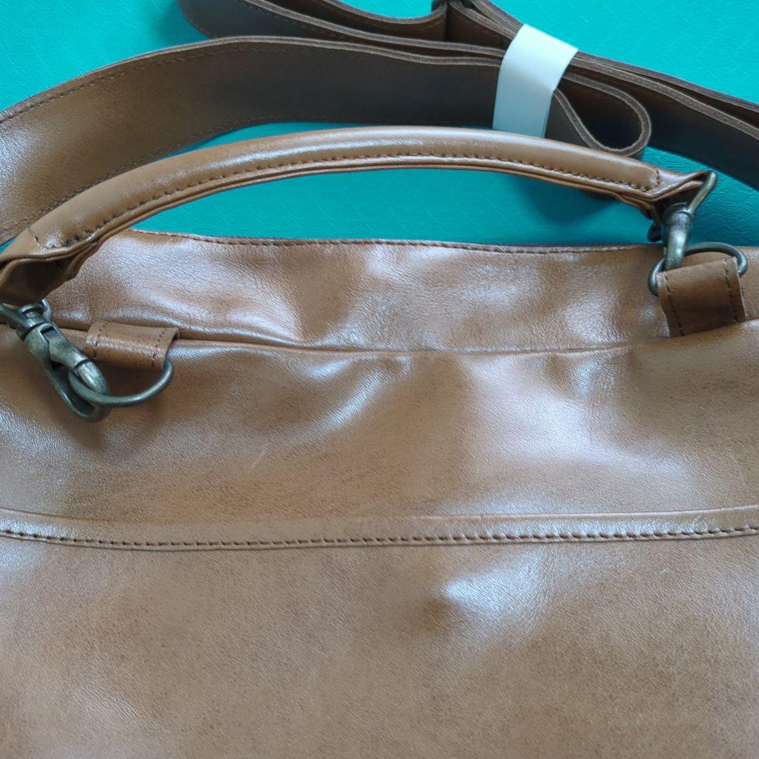 ブラウン合成皮革ビジネスバッグ未使用保管品