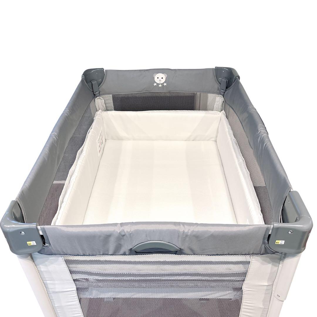 【付属品完備】アップリカ ココネルエアーABベビーベッド グレーベアー