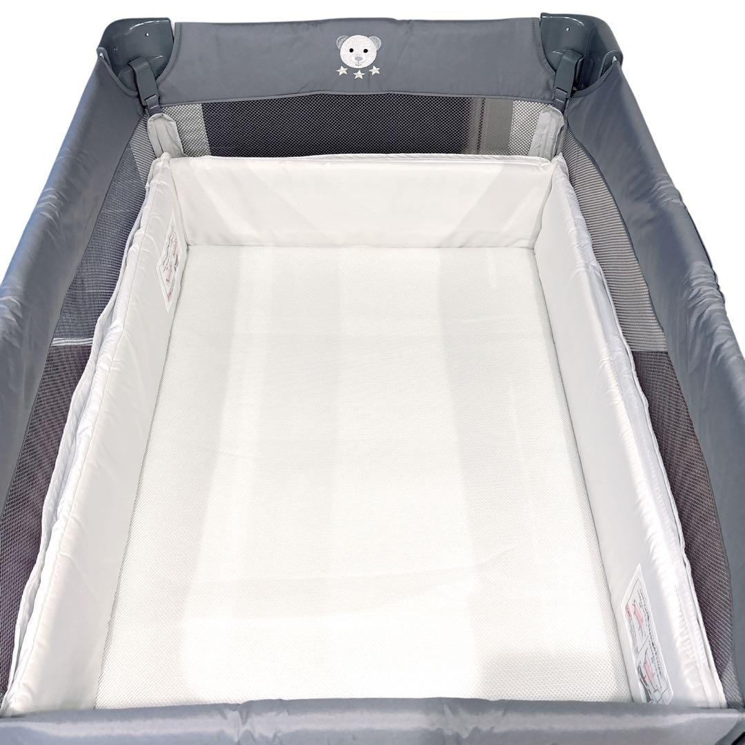 【付属品完備】アップリカ ココネルエアーABベビーベッド グレーベアー