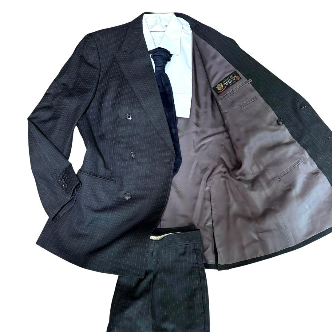 DANIEL CREMIEUX セットアップ　ダブル　ストライプ　ダークグレー