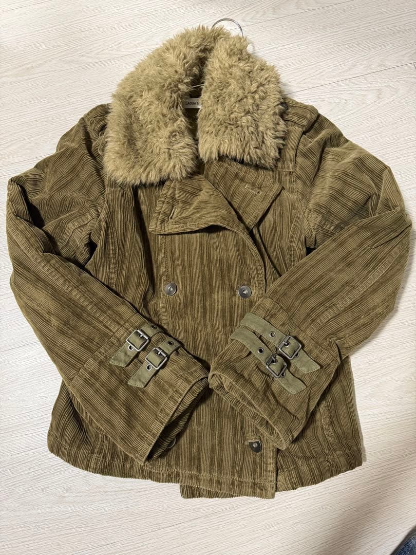 オリーブ コーデュロイ ダブルブレストジャケット